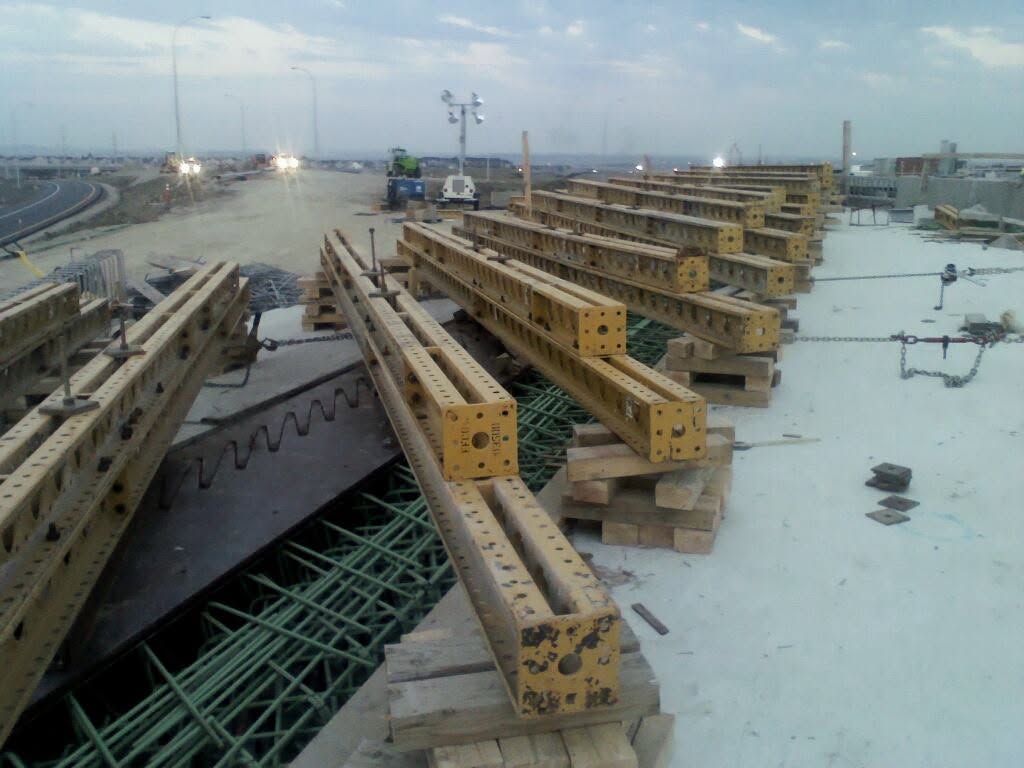 Bridge deck formwork and reinforcing steel on a Calgary civil construction project